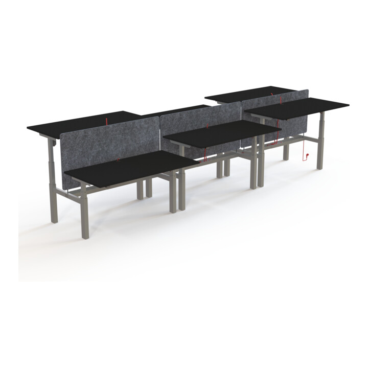 STIER Team-Schreibtisch 501-88 elektrisch höhenverstellbar 160 x 80 cm schwarz melaminierte Oberfläche 65-125 cm