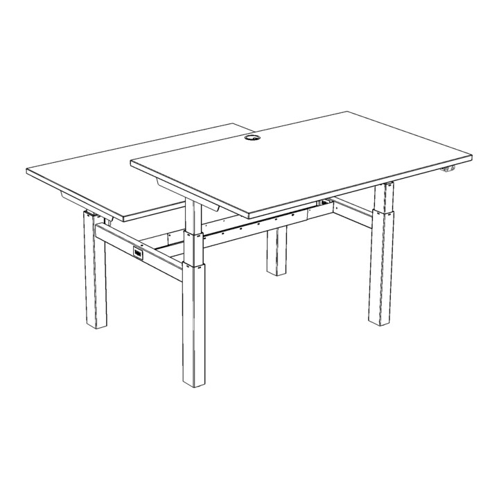 STIER Team-Schreibtisch 501-88 elektrisch höhenverstellbar Nussbaum meliert