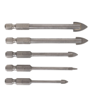 STIER tegelboorset 5-delig 1/4 inch bit 4 - 10 mm