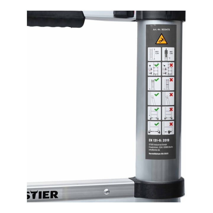STIER Teleskopleiter Premium+ 3,2 m 11 Sprossen