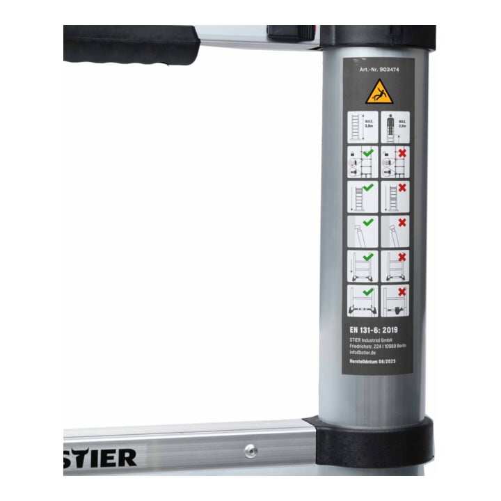 STIER Teleskopleiter Premium+ 3,8 m 13 Sprossen