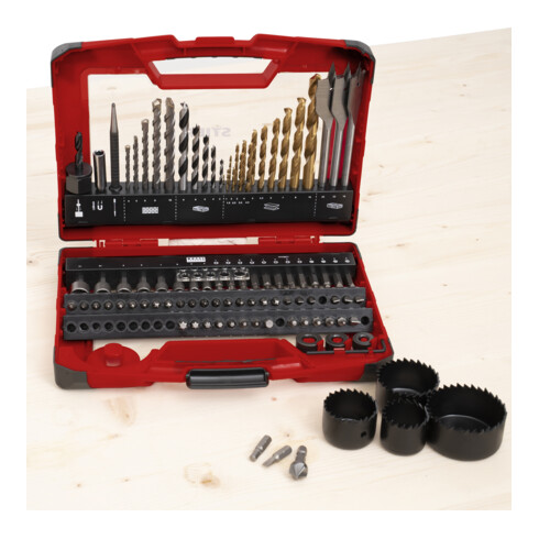 STIER TiN-Bohrer-, Säge- und Bit-Set 100-teilig