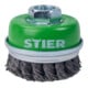 STIER Topfbürste Ø 65 mm, M14, 0,5 mm, gezopft, Edelstahl