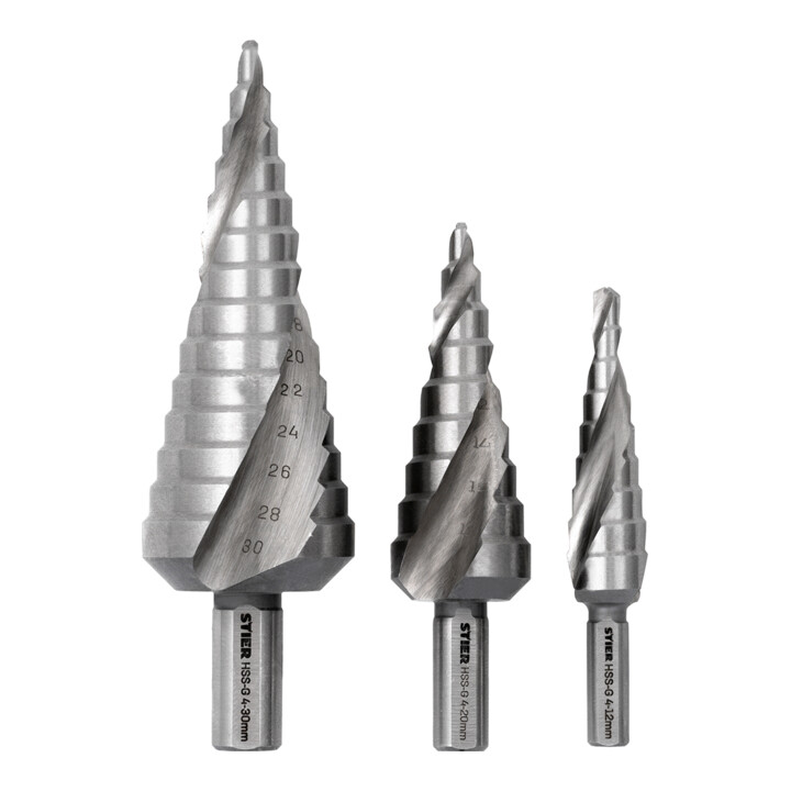 STIER trappenboorset HSS-G 3-delig in cassette, 4-12, 4-20, 4-30 mm