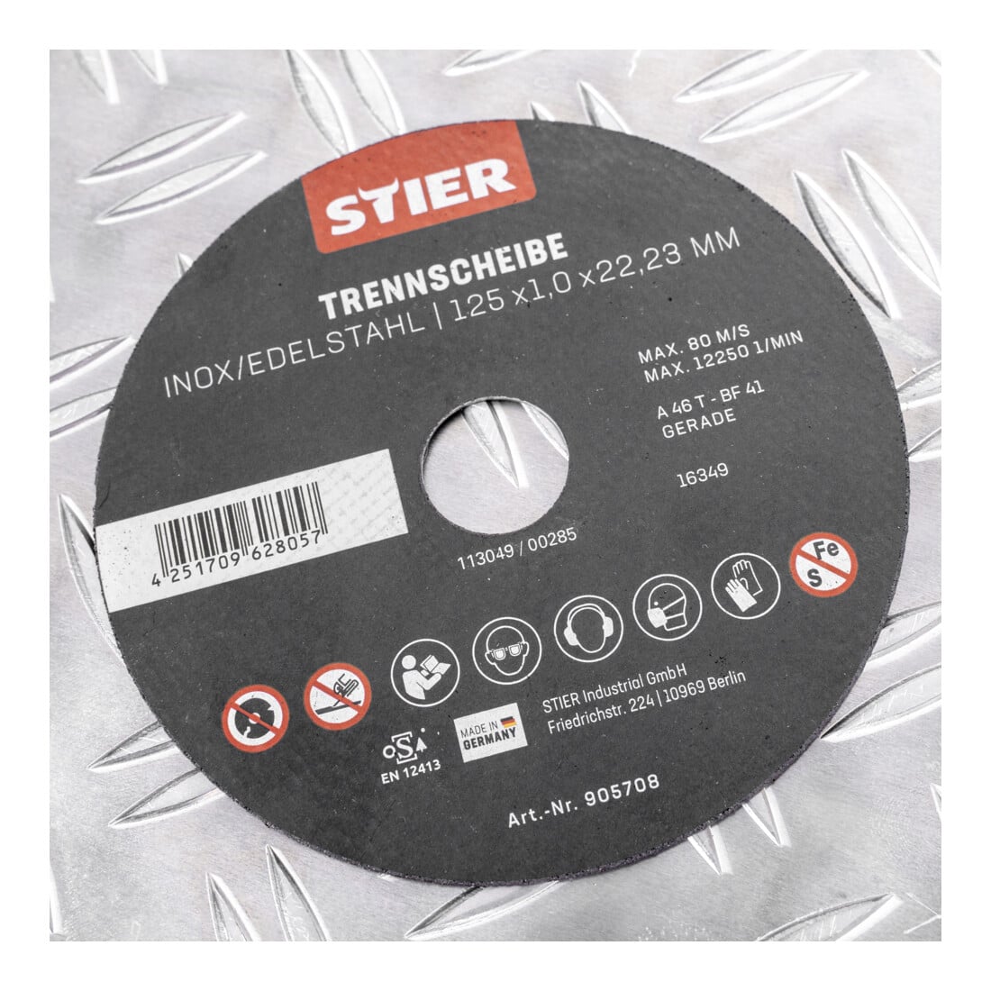STIER Trennscheibe Edelstahl 125 x 1,0 x 22,23 mm, Form gerade