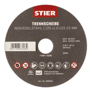 STIER Trennscheibe Edelstahl/Inox