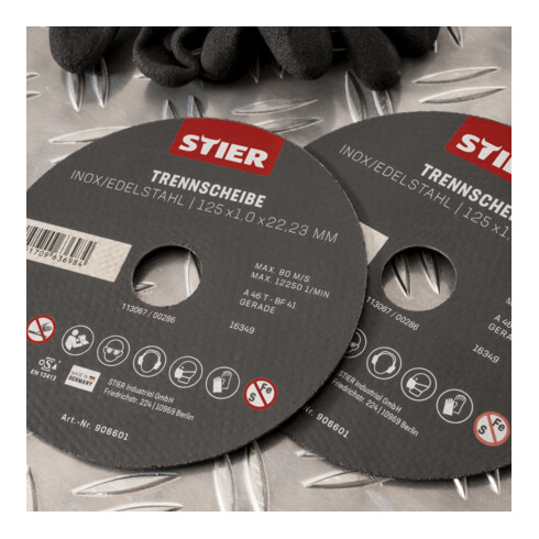 STIER Trennscheibe Edelstahl 125 x 1,0 x 22,23 mm, Form gerade