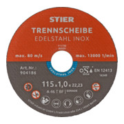 STIER Trennscheibe Inox / Edelstahl