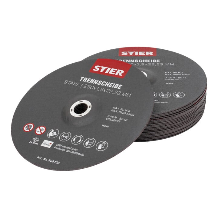 STIER Trennscheiben Stahl 230 x 1,9 x 22,23 Form 42 gekröpft