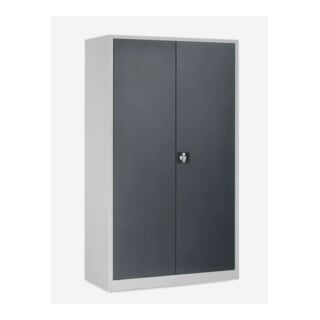 STIER Universalschrank 1950 x 1200 x 420mm mit 4 Fachböden lichtgrau anthrazitgrau verschweißt