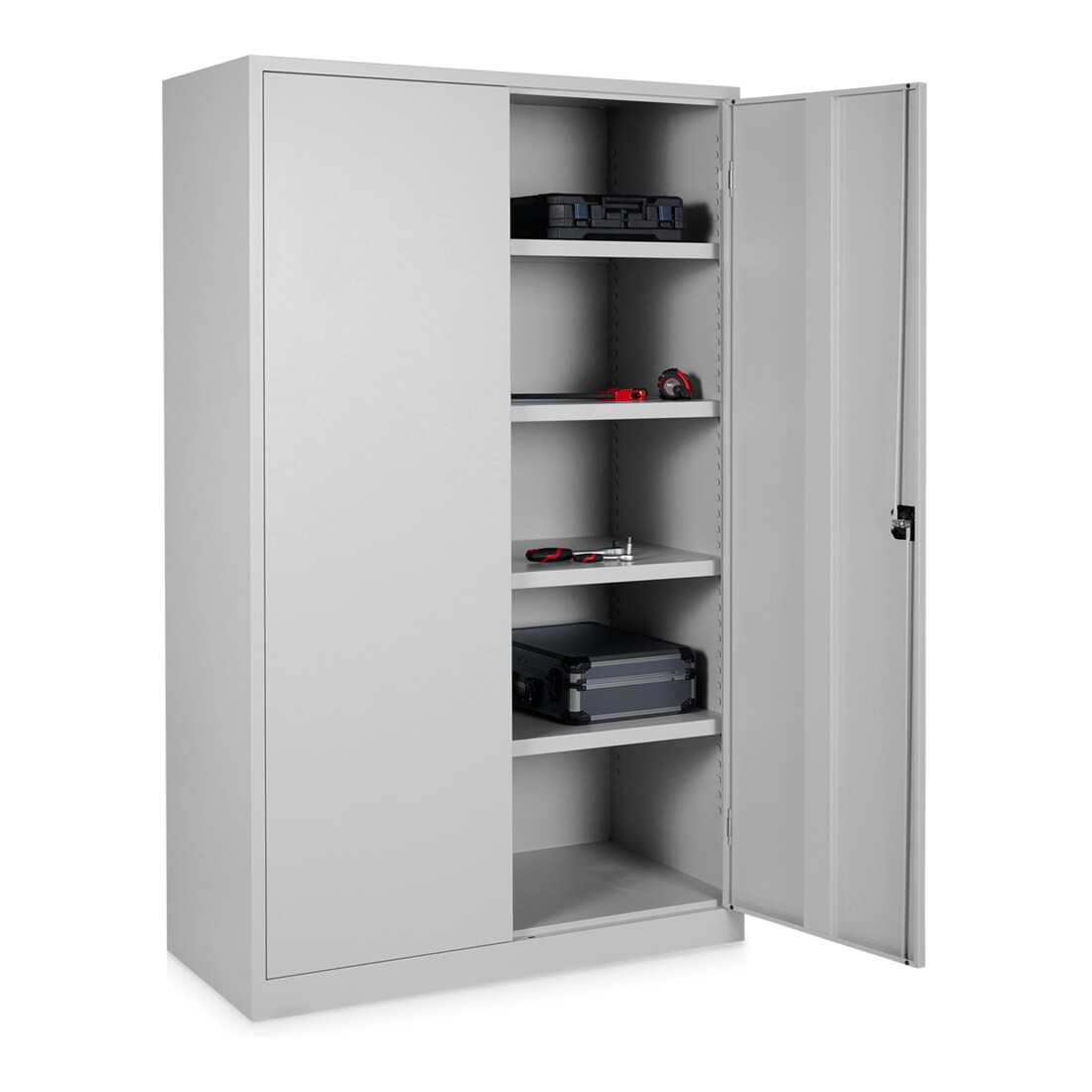 STIER Universalschrank Basic 120 x 50 cm 4 Fachböden Hellgrau