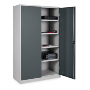 STIER Universalschrank Basic 120 x 50 cm 4 Fachböden hellgrau anthrazitgrau-3