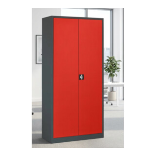 STIER Universalschrank Basic 92 x 42 cm 4 Fachböden Anthrazitgrau Rot