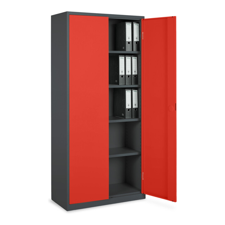 STIER Universalschrank Basic 92 x 42 cm 4 Fachböden Anthrazitgrau Rot