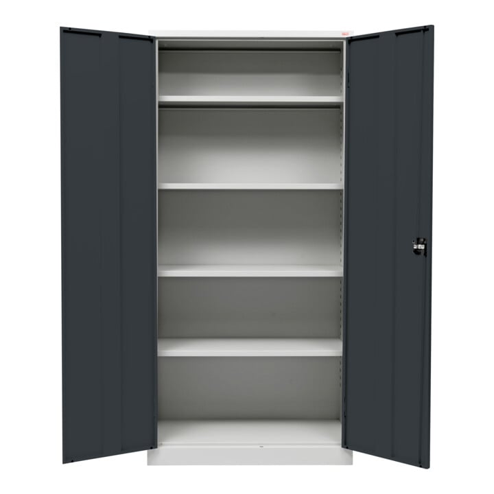 STIER Universalschrank mit 4 Fachböden 1800x800x380mm anthrazitgrau verschweißt