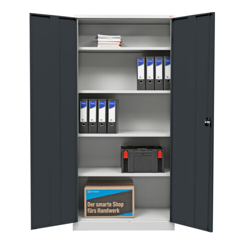 STIER Universalschrank mit 4 Fachböden 1800x800x380mm anthrazitgrau verschweißt