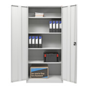 STIER Universalschrank mit 4 Fachböden, 1950 x 920 x 420 mm, lichtgrau, verschweißt-5