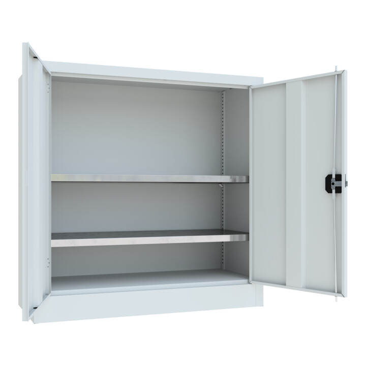 STIER Universalschrank Premium mit 2 verz. Einlegeböden 1000x1000x400mm lichtgrau