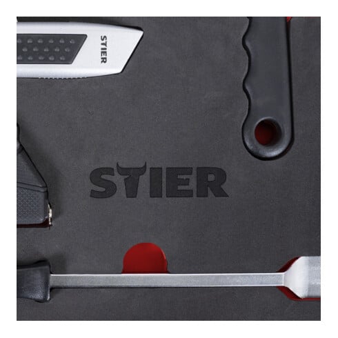 STIER universele gereedschapsset 18-delig in inlay van zacht schuim (EVA)