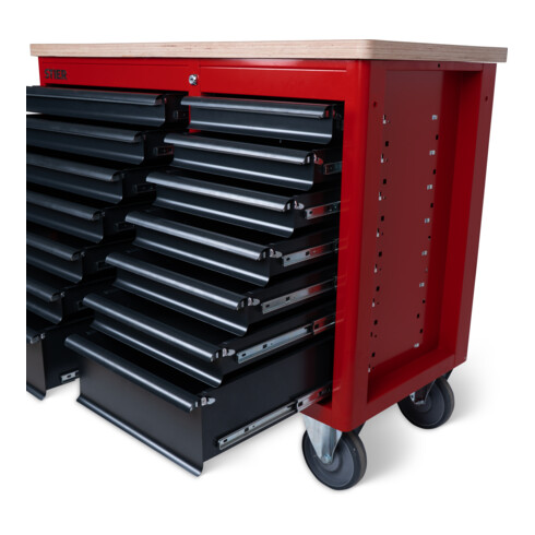 STIER verrijdbare werkbank XXL, dubbel met 14 laden, leeg