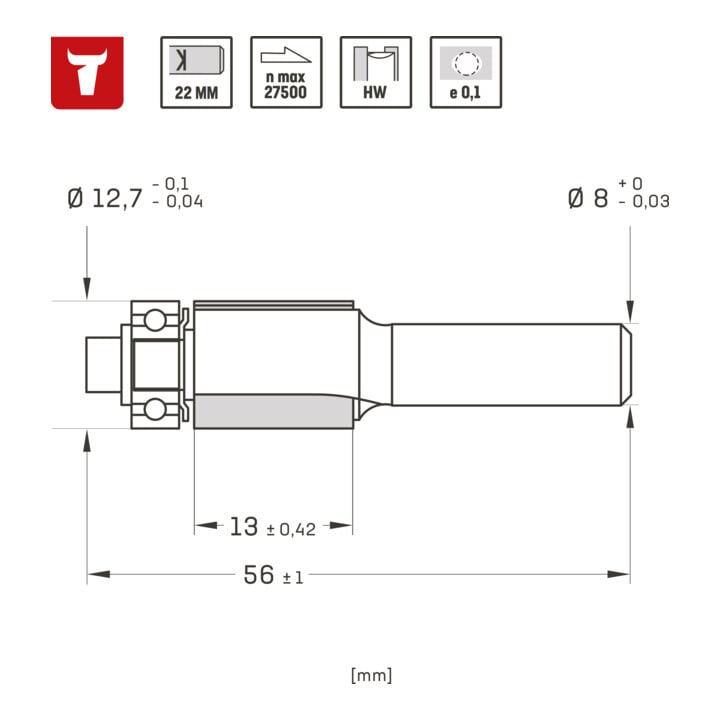 STIER Verzinkfrees D12,7 x L13 x S8 mm HM (HW)