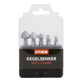 STIER verzinkfrees set 5-delig, bit-schacht 1/4"