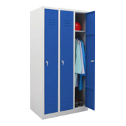 STIER Vestiaire 3 casiers 1800×870×500 mm bleu gentiane-3