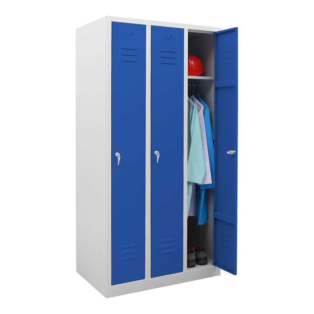 STIER Vestiaire 3 casiers 1800×870×500 mm bleu gentiane