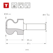STIER vingergreepfrees HW 8 mm diameter 22-16 R2,5/6-2