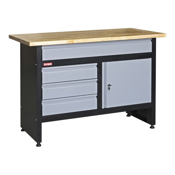 Set STIER Werkbank Basic+ BxTxH 1200x600x840 mm + Klappwerkbank Basic+