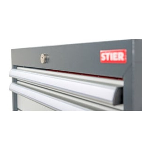 STIER Werkbank BxTxH 2000x600x1060 mm mit 1 Schrankgehäuse der Breite 700 mm RAL 7016 / RAL 7035