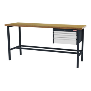 STIER werkbank met 1x50, 1x100, 1x150 mm laden BxDxH 2000x600x960 mm RAL 7016/RAL 7035