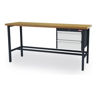 STIER werkbank met 2x200 mm laden BxDxH 2000x600x960 mm RAL 7016/RAL 7035