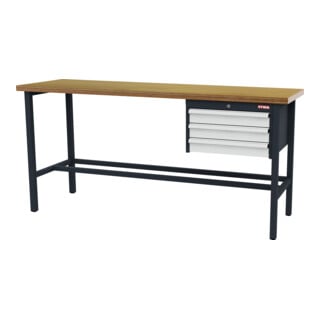 STIER werkbank met 3x100 mm laden BxDxH 2000x600x960 mm RAL 7016/RAL 7035