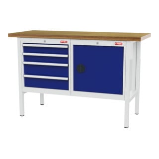 STIER werkbank met 4 laden en 1 deur BxDxH 1500x600x960 mm RAL 7035/RAL 5010