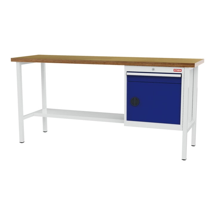 Set STIER Werkbank mit 1 Schublade und 1 Tür BxTxH 2000x600x960 mm RAL 7035...