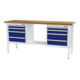 STIER Werkbank mit 8 Schubladen BxTxH 2000x600x960 mm RAL 7035 / RAL 5010-1