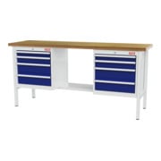 STIER Werkbank mit 8 Schubladen BxTxH 2000x600x960 mm RAL 7035 / RAL 5010