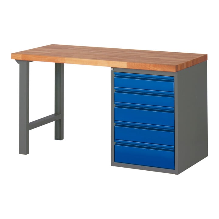 Set STIER Werkbank Premium mit 5 Schubladen BxTxH 1500x700x890mm...