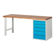 STIER Werkbank Premium mit 5 Schubladen RAL 7035 / RAL 5012