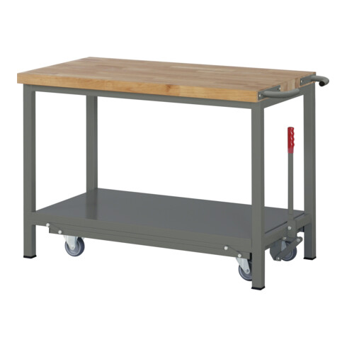 STIER Werkbank Premium mit abs. Fahrgestell BxTxH 1250x700x880mm