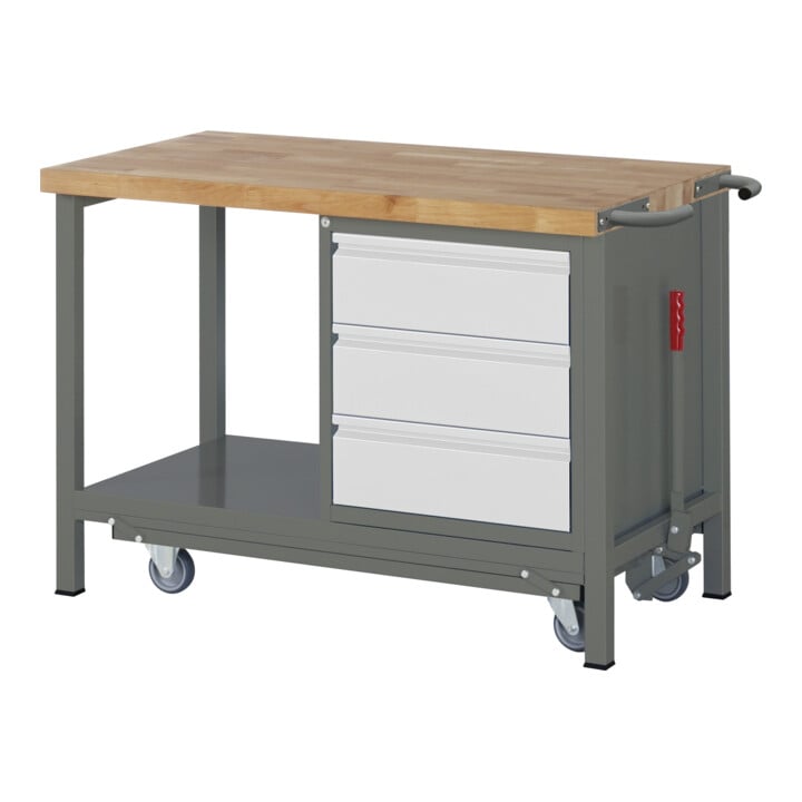 Set STIER Werkbank Premium mit abs. Fahrgestell und 3 Schubladen BxTxH...