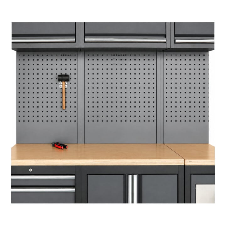 STIER werkplaatsinrichting Basic 6-delig met geperforeerde wand en werkblad van multiplex BxDxH 4235x460x2000 mm