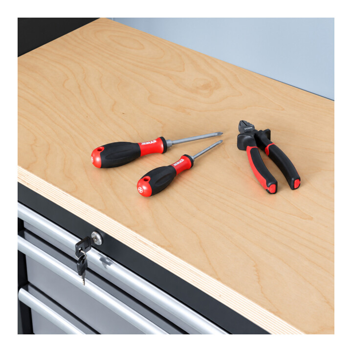 STIER werkplaatsinrichting Basic 6-delig met geperforeerde wand en werkblad van multiplex BxDxH 4235x460x2000 mm