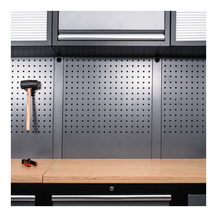 STIER werkplaatsinrichting Basic 6-delig met geperforeerde wand en werkblad van multiplex BxDxH 4235x460x2000 mm