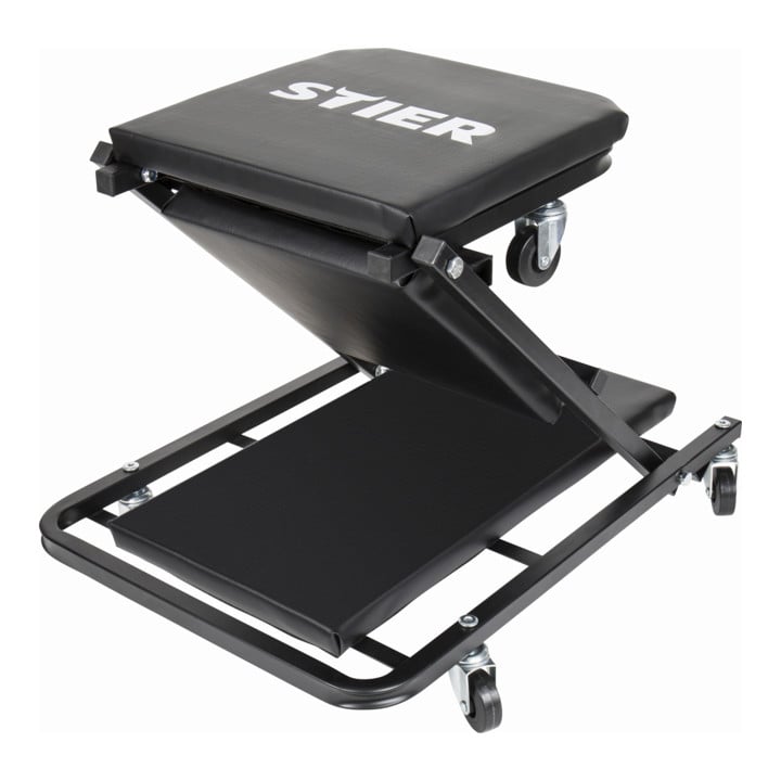 Set STIER Werkstatt-Rollliege und -Sitz 2in1 Multi+ + Werkstattwagen leer BLACK-Edition