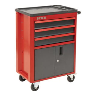 STIER Werkstatt-/Schrankwagen, 3 Schubladen, 200kg Traglast, 890x700x410mm