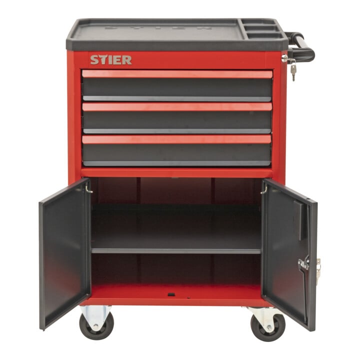 STIER Werkstatt-/Schrankwagen, 3 Schubladen, 200kg Traglast, 890x700x410mm