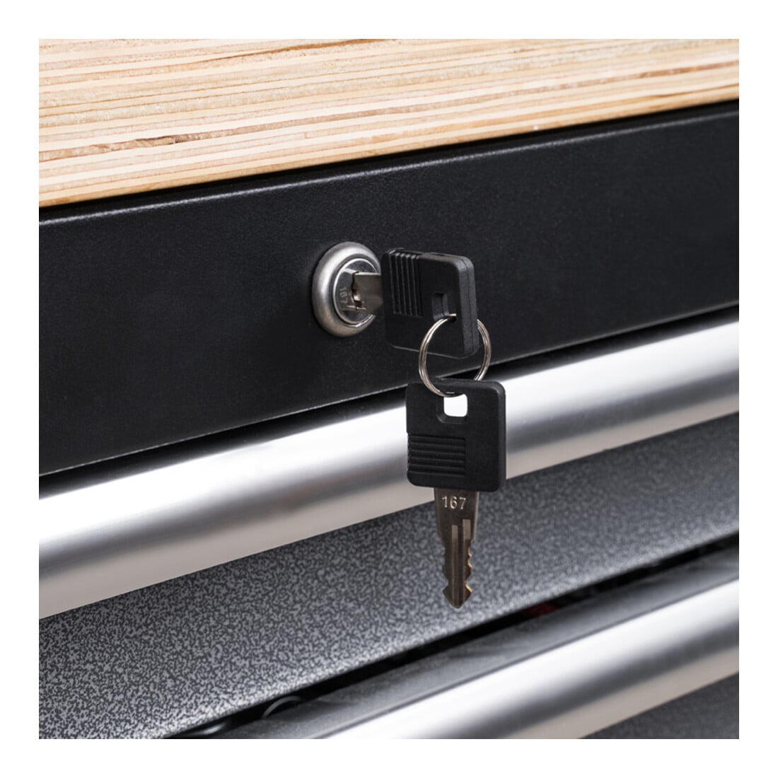 STIER Werkstatteinrichtung Basic 4-teilig mit Lochwand und Multiplex-Arbeitsplatte BxTxH 2955x460x2000mm