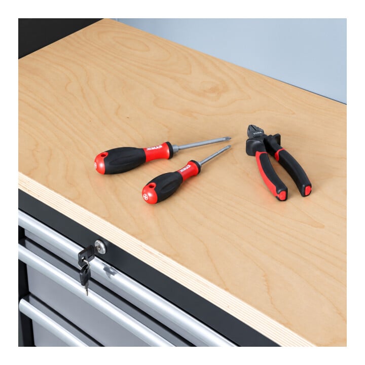 STIER Werkstatteinrichtung Basic 6-teilig mit Lochwand und Multiplex-Arbeitsplatte BxTxH 4235x460x2000mm